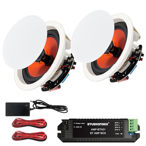 STUDIOFINIX 6,5-Zoll-Bluetooth-Deckenlautsprecher, maximal 300 Watt Leistungsaufnahme für Innenbereiche wie Küche, Wohnzimmer, Studienzimmer, Keller, Heimkino und überdachte...