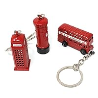 Honbay 3PCS Alloy London Keychains Double-Decker Bus Telephone Booth Mail Box Key Rings Souvenir Gifts for Bag Purse Wallet Cellphone or Car Pendant (3 Style)