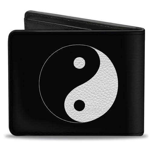Buckle-Down Men's Wallet, Bifold, Yin Yang Symbol Black White, Vegan Leather, Multi, 4.0" x 3.5"2
