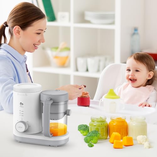 Image of Baby Food Maker Bellababy Baby Food Processor, Puree Blender Steamer with Reversible Steam Basket, One Button Easy Operation & Large Opening for Easy Cleaning