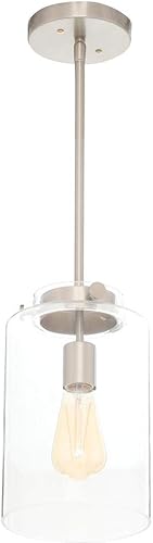 Miniatura 3 de Home Decorators Collection - Mini colgante de níquel cepillado con pantalla de cristal transparente