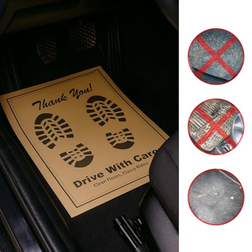 Image of disposable car Floor Paper Mats (pack of 100) | Disposable Thank You foot paper sheets (17x23 Inch) - Oil & Dirt Resistant Protection leg paper mats for Detailing & Car Wash