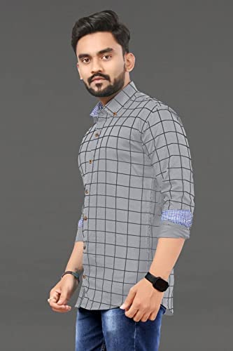 Image of Men's Casual Cotton Checks Shirt