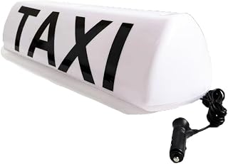 12V Cab Roof Advertising Light,26.8" Large Size Car Roof Sign Light,Strong Magnet No Need to Punch Holes,Waterproof White LED Sign with 2.7-Meter Long Connecting Line (Taxi)