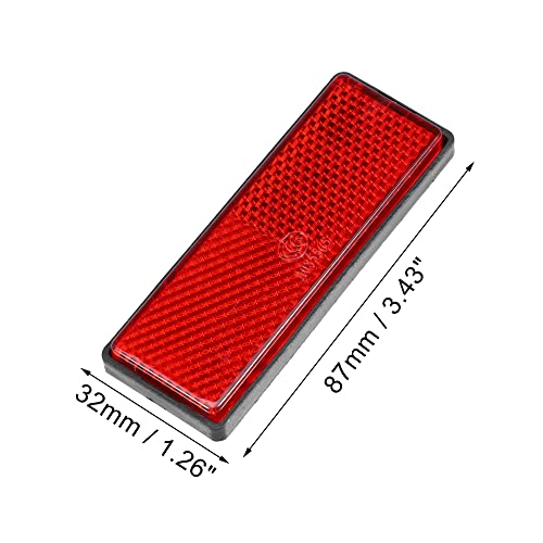 Image of X AUTOHAUX 8X Red Rectangular Safety Reflective Self Adhesive Reflector | 8 Pcs