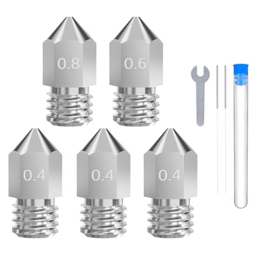 Image of ELEGOO 5pcs 0.4 /0.6 /0.8mm Harden Steel Nozzles for Neptune 3 /Pro /Plus /Max