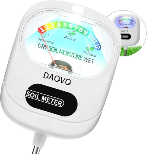 DAQVQ Soil Moisture Meter, Plants Moisture Meter Upgraded-Large Screen-Soil Hygrometer with Light...