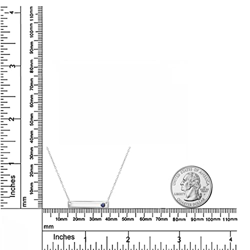 Sterling Silver or Gold Over Sterling Silver Bar Necklace with Genuine Stone, 16-20 Inches4