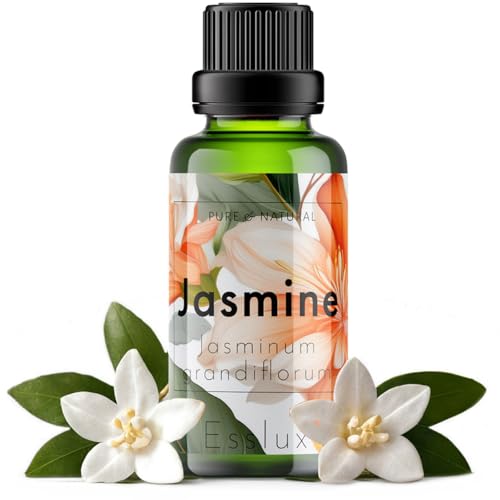 Image of Esslux Jasmine Essential Oil - 100% Pure Extract Jasmine Oil Therapeutic Grade - Skin and Hair Care Oil - Sensual Massage Oil - Fragrance Oil - 90 ML