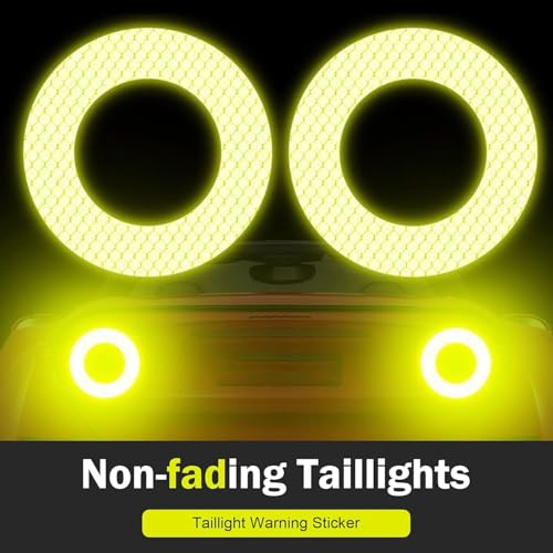 Image of Car Reflective Safety Stickers for Cars & Bikes, Side Fender Bumper, Night Visibility Warning Tape Waterproof High Intensity Reflector Decal Universal Fit (Set of 2, Yellow)