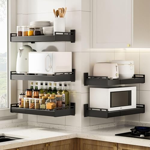 Estante ajustable para microondas de pared, estante de cocina que ahorra