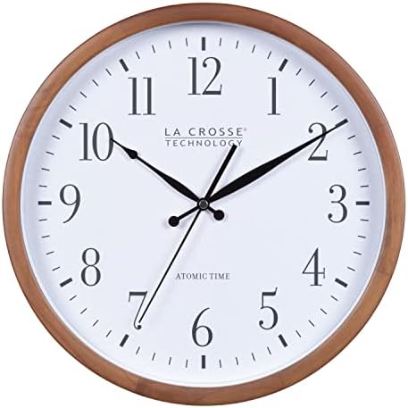 La Crosse Technology 404-50447-INT 12.8" Atomic Walnut Analog Wall Clock