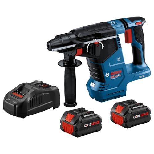 Bosch GBH18V-24CK24 SDS-plus rotary hammer kit, 1 in., brushless, connected, two CORE18V 8.0 Ah batteries