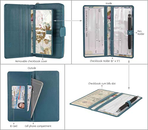 Image of Big Fat RFID Blocking Leather Organizer Checkbook Wallets For Women - Clutch
