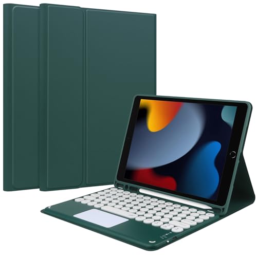 iPad キーボード ケース ペンシル収納 iPad 10.2 第9世代 第8 第7世代 カバー アイパット 丸型キー タッチパネル搭載 ペン収納 iPad ケース Bluetooth ipad キーボード ケース カバー アップルペンシル収納 耐衝撃 パ