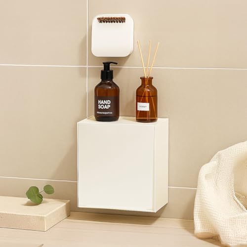 JF HOME BLISS Wall Mounted Storage Box with Flip Lid Large Capacity Organizer for Bathroom Kitchen Office Holds Cotton Swabs Floss Tissues Makeup Pads Space-Saving No-Drill Installation White - Image 4