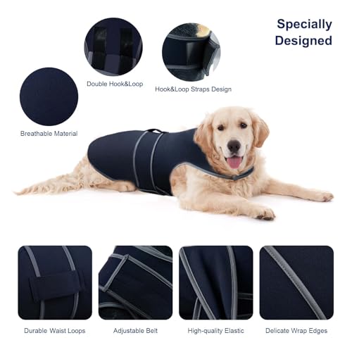 Image of Dog Anxiety Shirt,Dog Anxiety Jacket Calming Vest for Thunderstorm,Travel,Separation, Calming Coat Wrap for Dogs, Pet Stress Relief Anxiety Jacket (Dark Blue, XX-Large)