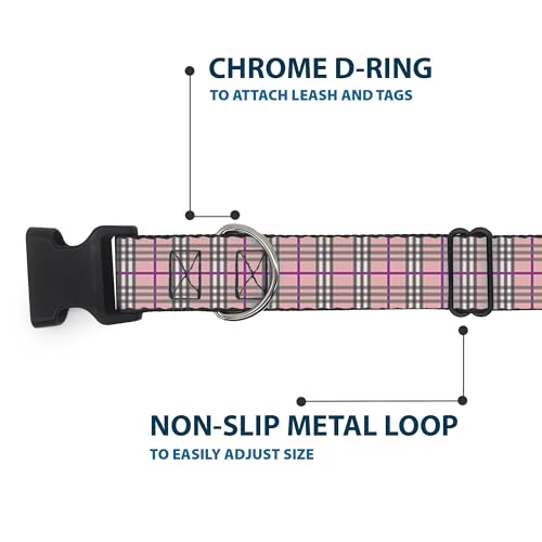Pince à col plaid rose : ajustement parfait de 13 à 45,7 cm sans irritation