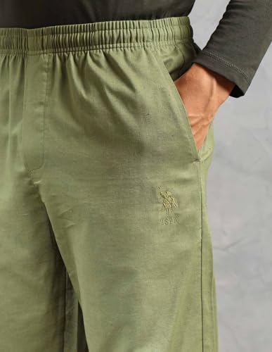 Image of U.S. POLO ASSN. Mens OELP8 Relaxed Fit Cotton Linen Lounge Pants