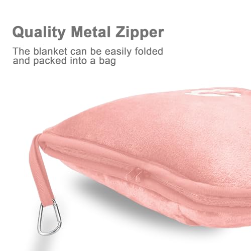 Image of Fleece Blanket 40 inchx65 inch for Travel with Portable Storage Bag (Solid Pink)