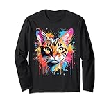 Photo Gallery bengala cat face colorful splash art maglia a manica Photo Gallery bengala cat face colorful splash art maglia a manica