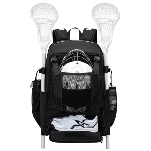 KAVIGOR Lacrosse Bag 65L Extra Large Lacrosse Gear Backpack with Multi-Pocket Design Helmet Holder & Ventilated Shoe Compartment
