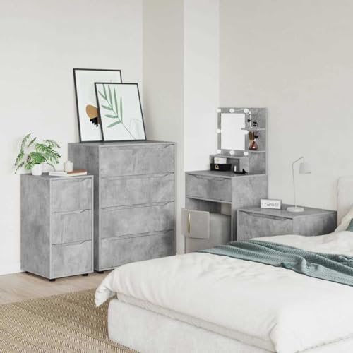 Armoire de rangement gris béton 40cm avec 3 compartiments et tiroir chic