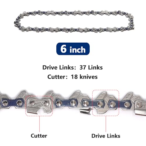 KtbeYTi 3 Pack 6 Inch 37TG Mini Chainsaw Chain, Replacement Saw Chain for Garden Branch Cutting Manganese Steel Chainsaw Accessories - Image 2