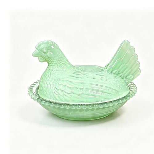 FIEATES Candy Dish with Lid Glass Hen on Nest...