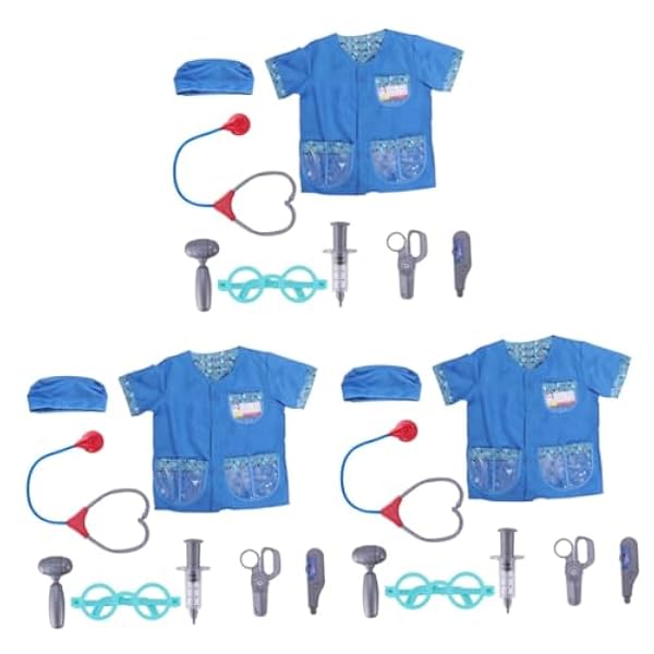 ABOOFAN 3 Sets Blauw Prestatiekostuum Kostuums Kinderen Ouder-Kind Fantasiespel Cosplay Vroeg Gesimuleerd Voor Dierenarts Educatieve Kleding En Veterinaire Kinderen Spelen Roljurk
