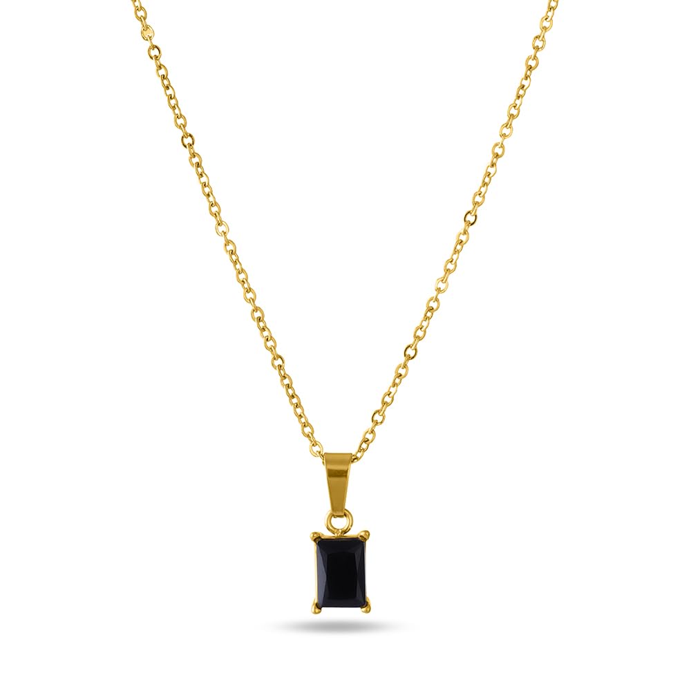 Black Stone Necklace for Women - Gold Plated Necklace Chain, Waterproof & Anti Tarnish Jewellery | Gift For Women & Girls-image-16