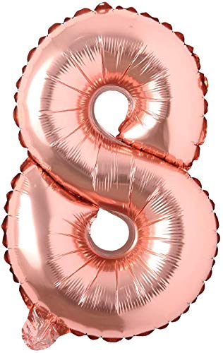 Image of GrandShop 50628 Eight Number Foil Toy Balloon 17 inch Inch - Rose Gold