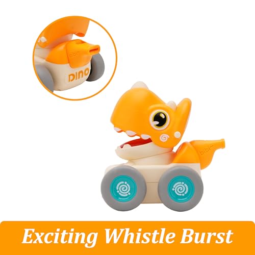 Image of Press and Go Whistle Dino Toy for Kids | Fun Push and Play Dinosaur Toy | Cute Dino Design with Sound | Made with Safe ABS Plastics | Playtime Gift Yellow Colour
