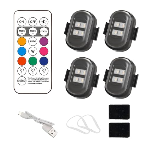 Luces genéricas anticolisión para drones, mando a distancia inalámbrico luces de descarga, 4 lámparas USB recargables 8 colores para bicicleta, moto, drone, cumpleaños, Navidad, Halloween