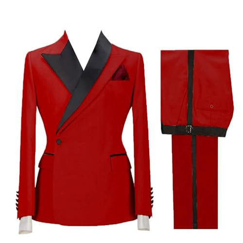 Men's Suit 2 Pieces Slim Fit One Button Wedding Tuxedo Peak Lapel Formal Business Suit Casual Groom Jacket Pants Set2