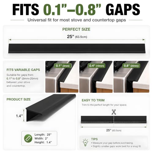 Image of Stove Gap Covers Silicone Stove Gap Filler - 25 Inch Oven Counter Gap Cover