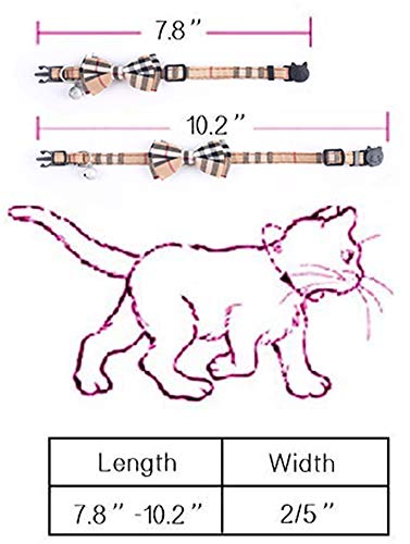 SuperBuddy Cat Collars Breakaway with Cute Bow Bell - 2 Pack Kitten Collar Plaid Cat Collar with Removable Bowtie Cat… - Image 6