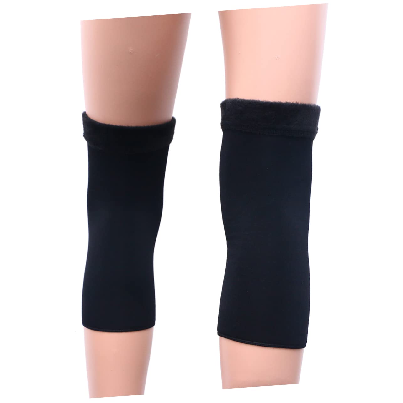 Ipetboom 2pcs Thickened Plush Knee Support Sleeves for Sports Cycling and Exercise Warm Protection Traceless Design for Men and Women Black