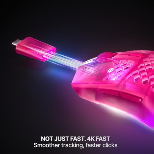Image of SteelSeries Aerox 3 Wireless Gen 2 - Super-Light 68g Gaming Mouse, 4K Polling, 26K DPI Optical Sensor, 200 Hour Battery, IP54 Water Resistant, 80m Click Durability, RGB, 100% PTFE Feet - Magenta Haze