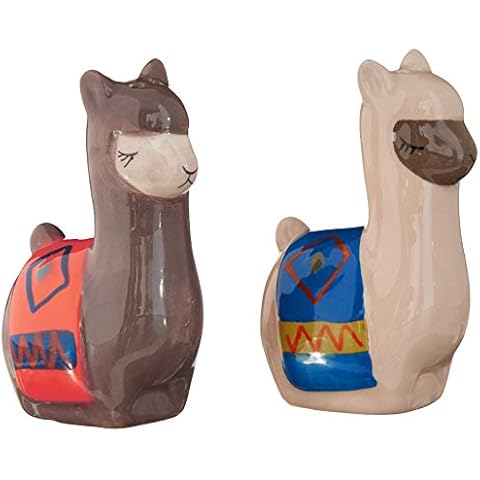 Boston Warehouse 11083 Llama Salt&Pepper Set Salt and Pepper, Earthenware Cover