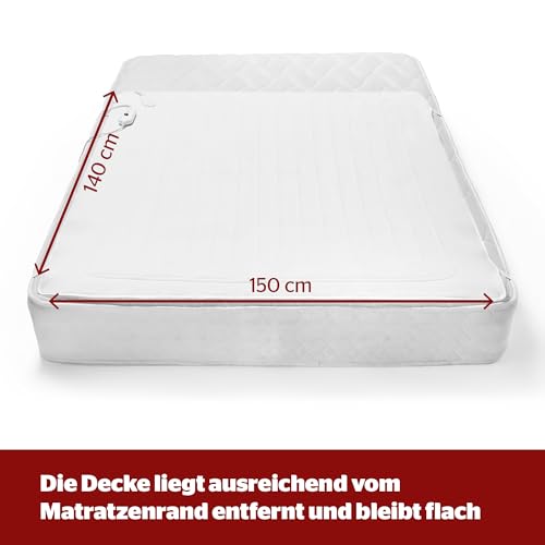 Silentnight Comfort Control Wärmeunterbett 140x150cm | Heizdecke Bett mit 3 Heizstufen, Ultraschnelles, Aufheizen Elastische Bander Waschmaschinen Waschbar | Heizunterlage Bett Heizmatte | 140x150cm