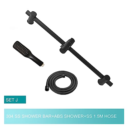 Ensemble coulissant de douche mural noir mat avec support réglable et mobile - 7