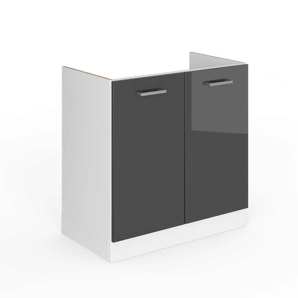 Vicco Armario bajo para Fregadero R-Line, Antracita Alto Brillo, 80 cm sin encimera, para combinación Libre Dentro de Sistemas de Cocina modulares