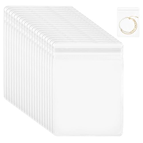 40 bolsitas pequeñas de PVC, para joyas, para guardar joyas de viaje, bolsas transparentes para joyas, alimentos, dulces, pendientes, pulseras (7 x 10 cm, 40 unidades)