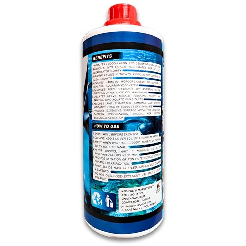 Image of Jothi Aquatics AL Clarifex Instant Aquarium Water Cleaner Clarifier Flocculant for Crystal Clear Water | Removes Cloudiness for All Freshwater & Marine Fish Tank (1000ml)