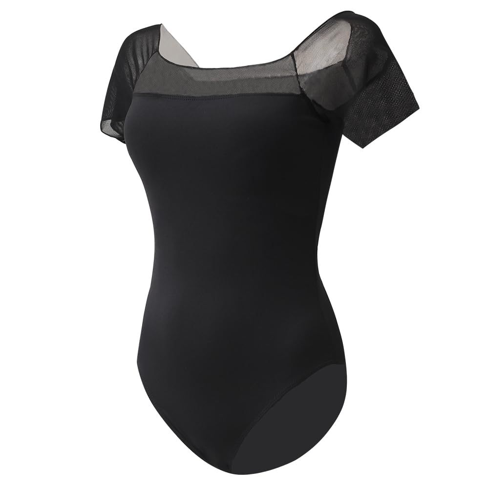 ROYAL SMEELA Leotardo Maillot Danza Ballet Manga Corta Mujer Leotardos Body de Baile Bailarina Adulto