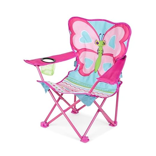 Melissa & Doug Cutie Pie Butterfly Camp Chair (Easy to Open, Handy Cup Holder, Cleanable Materials, Carrying Bag, Great Gift for Girls and Boys - Best for 3, 4, and 5 Year Olds),Multi
