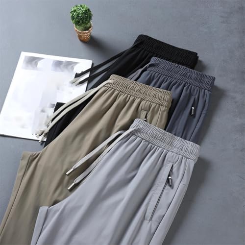 Kelsiop Men's Business Casual Pants Ice Silk Summer Work Trousers2