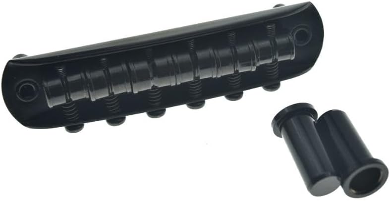 Electric Guitar Bridge Assembly with Barrel Saddles (Fixed Saddle Height) with Modern 52.5mm String Spacing for Jaguar/Jazzmaster Black