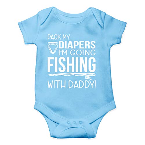 Image of AW Fashions Pack My Diapers, I'm Going Fishing With Daddy - Dad Fishing Buddy - Cute One-Piece Infant Baby Bodysuit